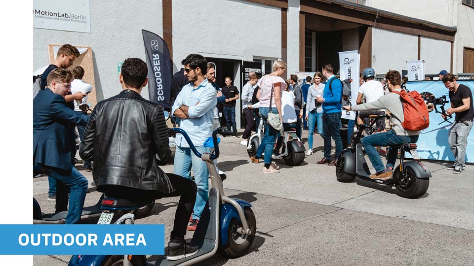 The Outdoor area and outdoor coworking space.