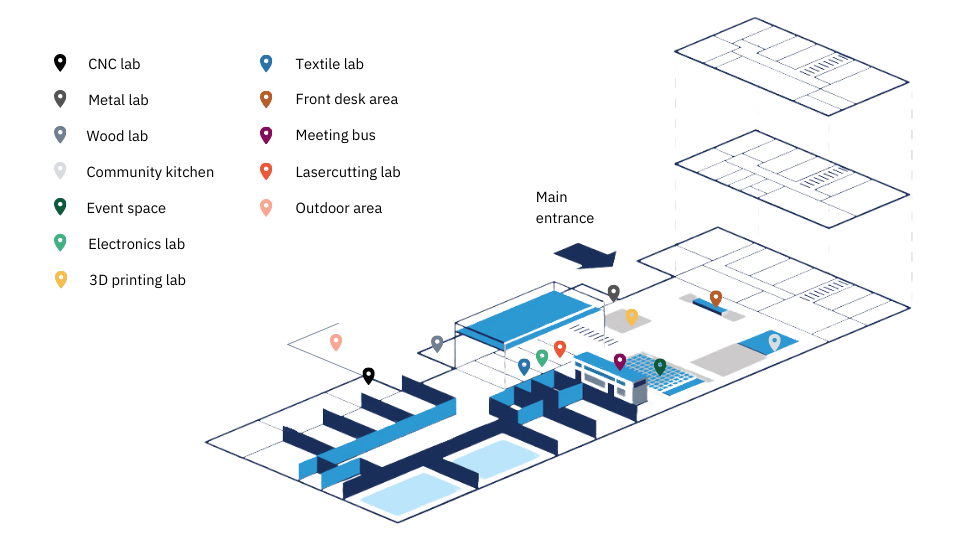 Aufbau des makerspace und coworking space Berlin.