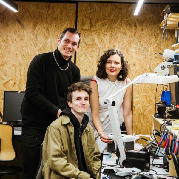 Limen working on its smart device diffuser in our electronics lab.