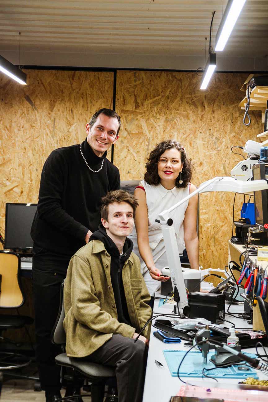 Limen working on its smart device diffuser in our electronics lab.