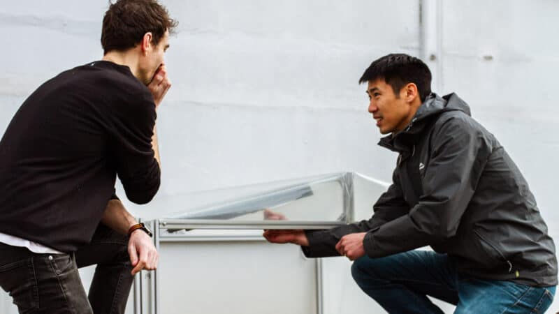 This is the Hoop Solar while working on their prototype for a energy efficient smart farming process in greenhouses.