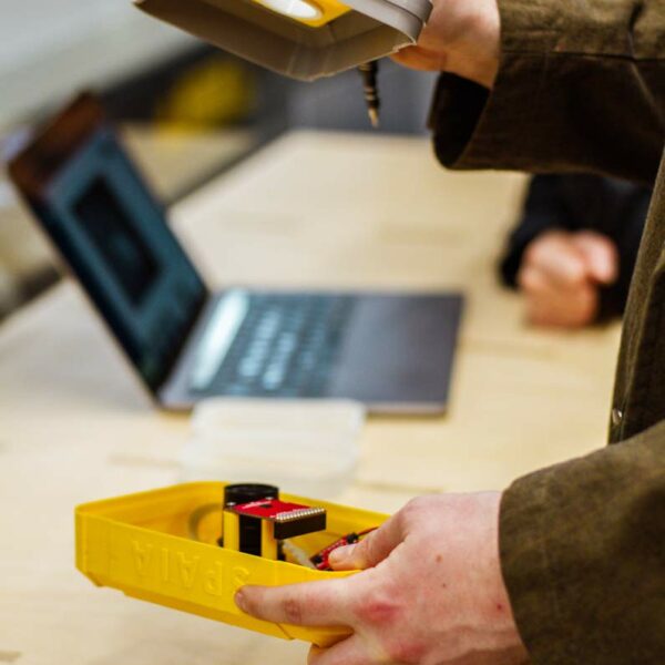 The insect monitoring plattform in the prototyping phase at MotionLab.Berlin's electronic lab.