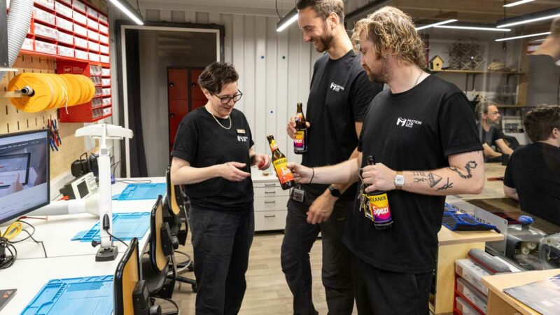 The team in our overhauled, new electronics workship in our innovation lab Berlin at MotionLab.Berlin.